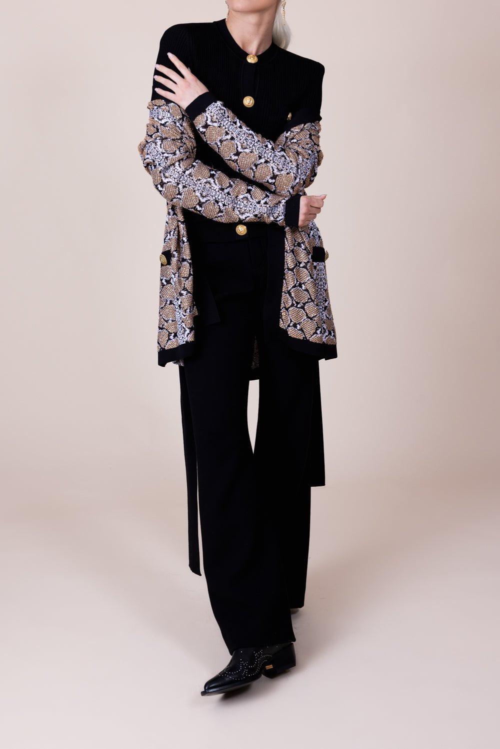 BALMAIN-Print Belted Cardigan-