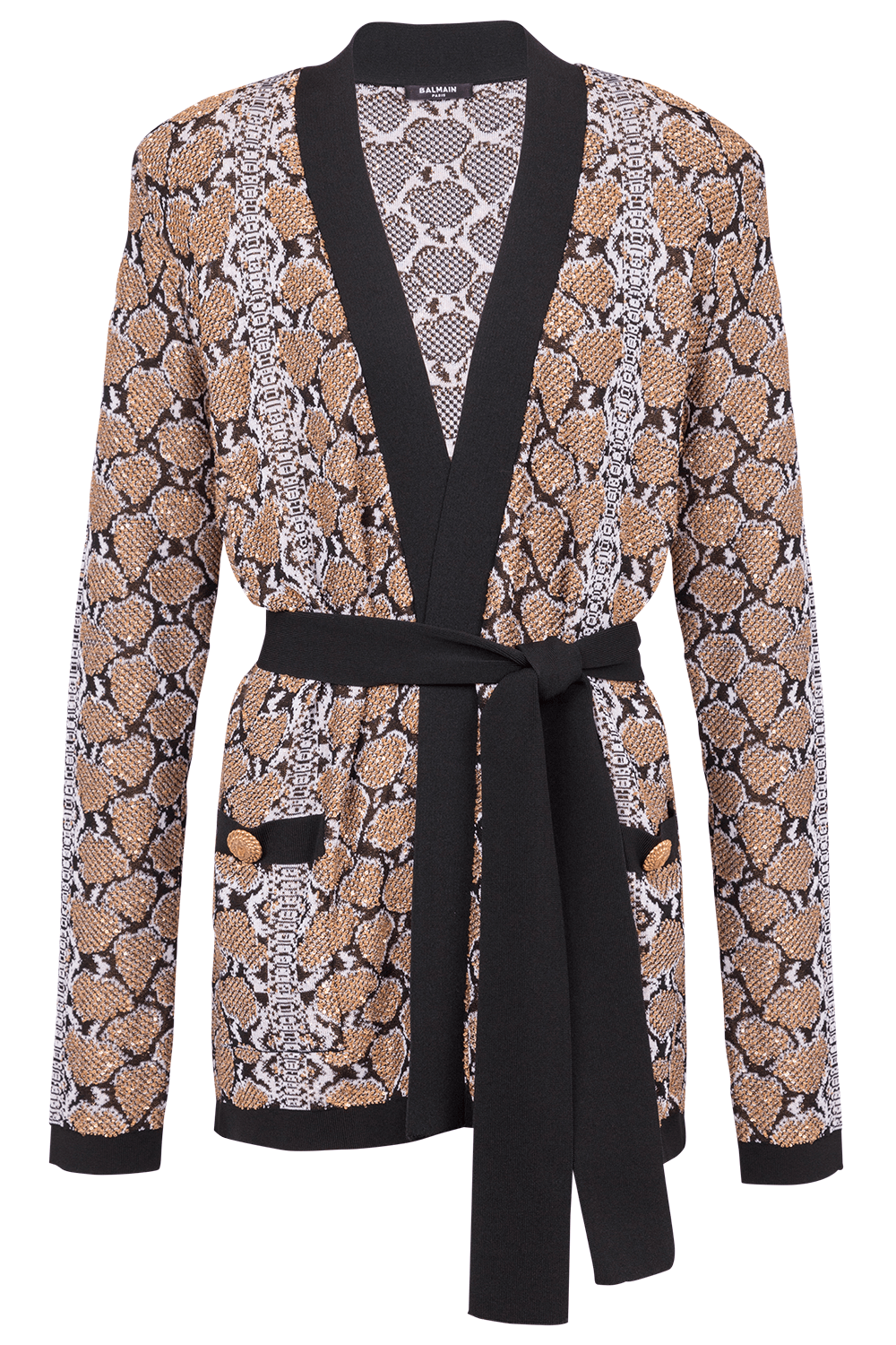 BALMAIN-Print Belted Cardigan-