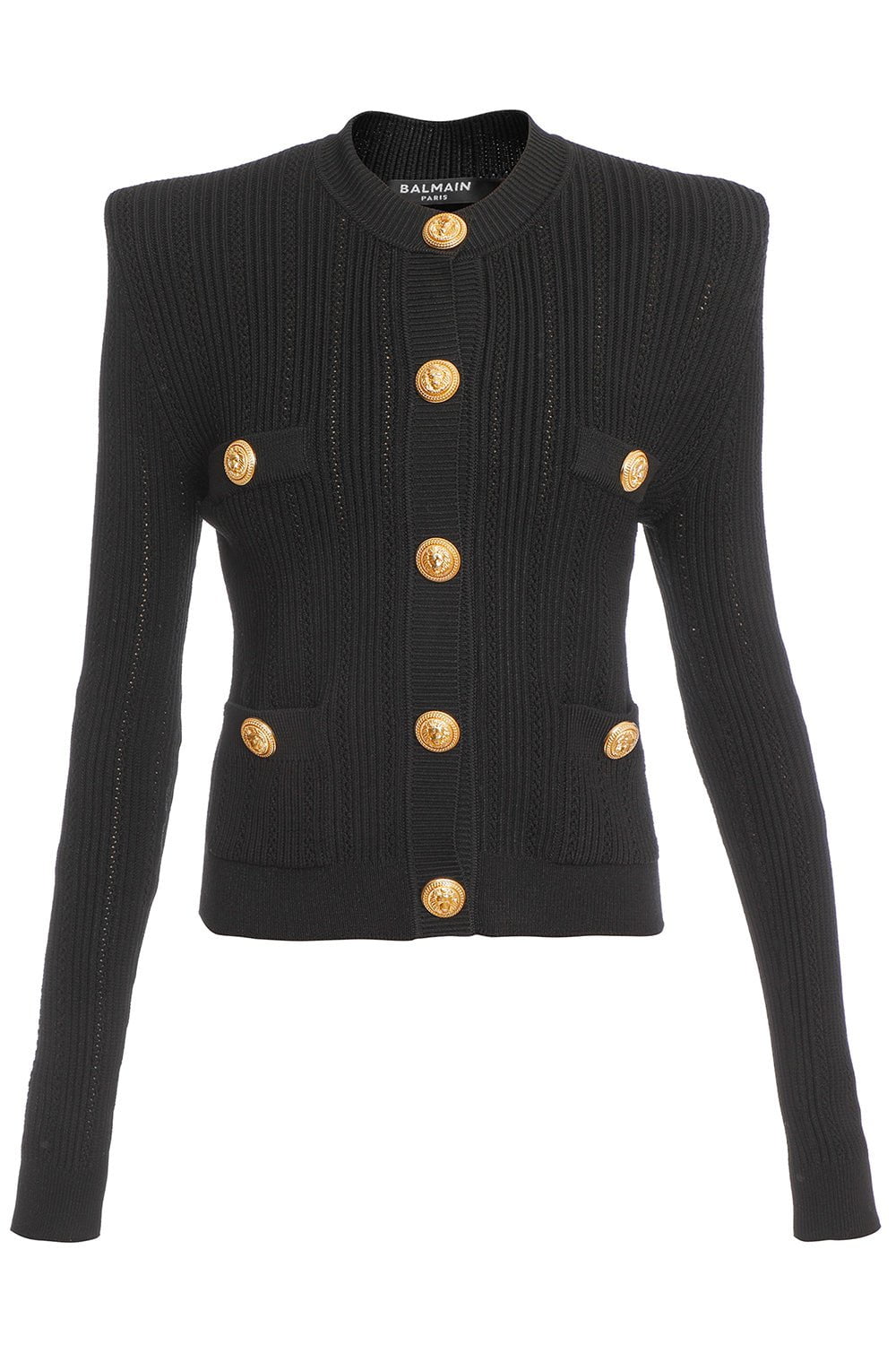 BALMAIN-Cropped Button Cardigan-