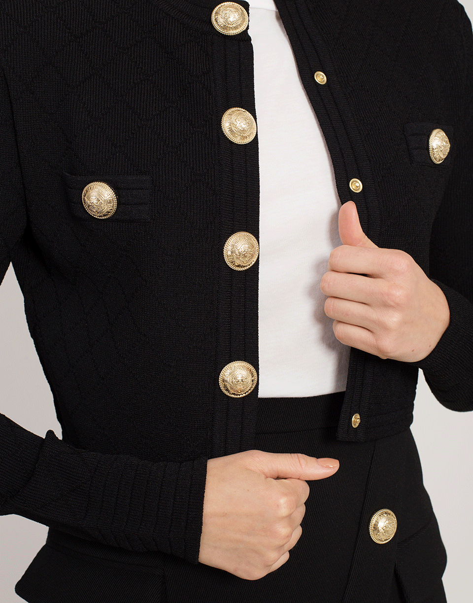 BALMAIN-Cropped Diamond Viscose Jacket-