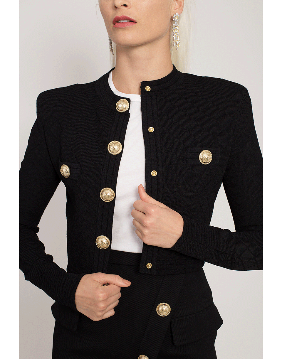 BALMAIN-Cropped Diamond Viscose Jacket-