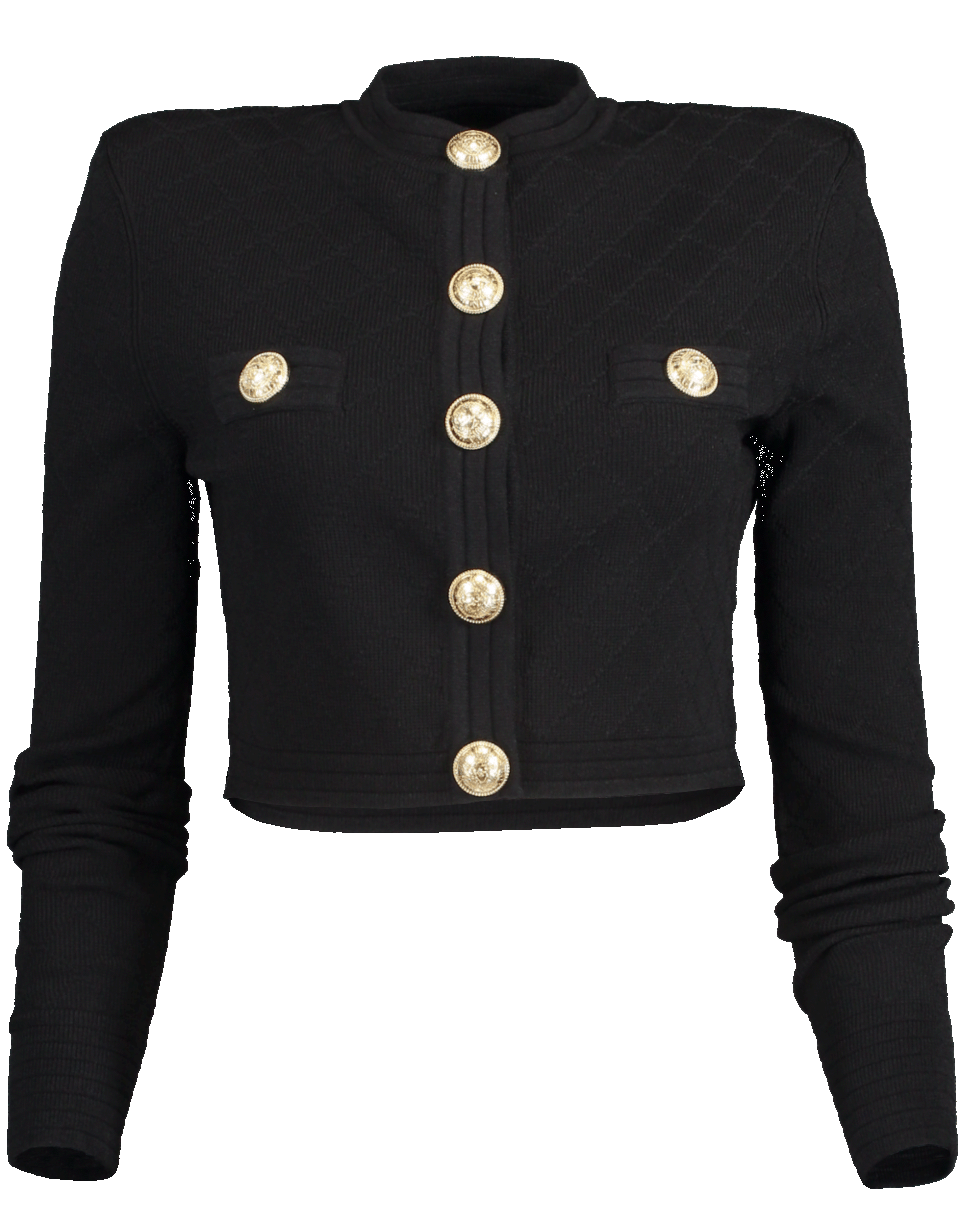 BALMAIN-Cropped Diamond Viscose Jacket-