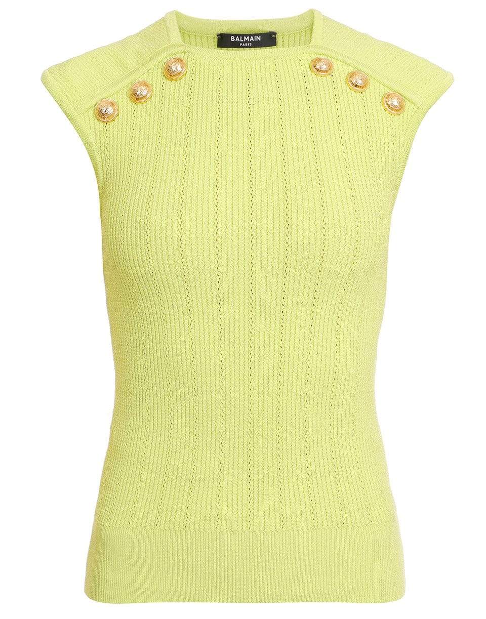 BALMAIN-Button Sleeveless Knit Top-