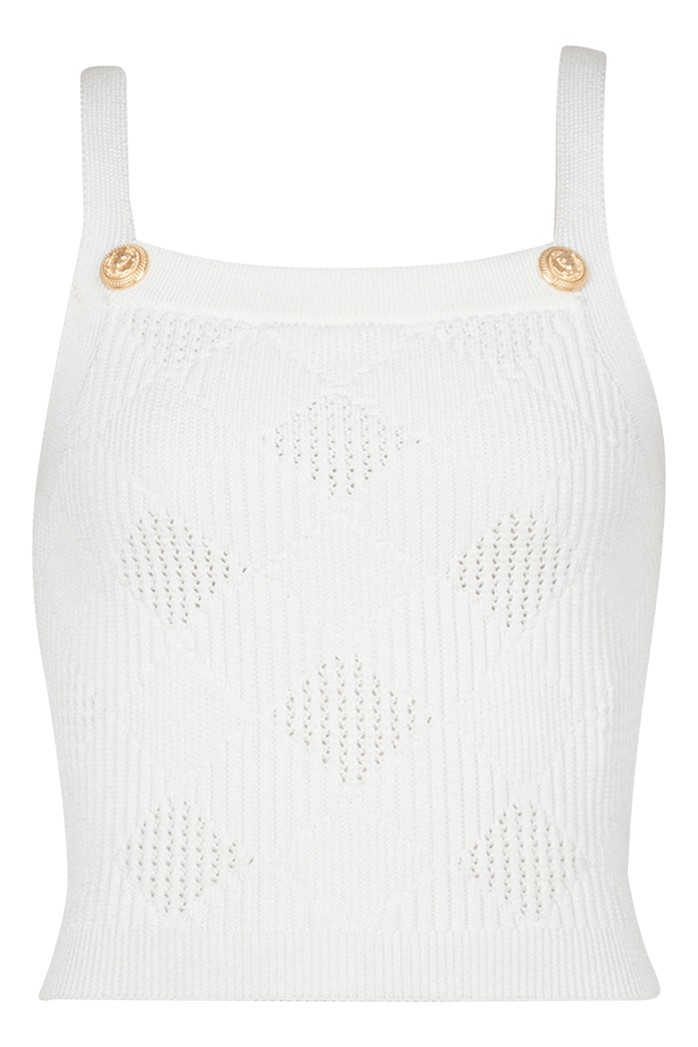 BALMAIN-Two Button Short Tank - Blanc-