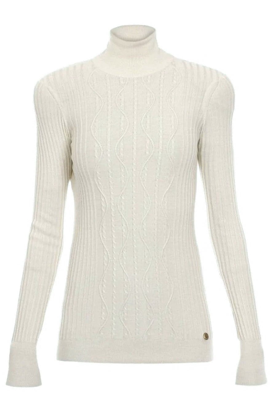 BALMAIN-High Neck Cable Knit Sweater-