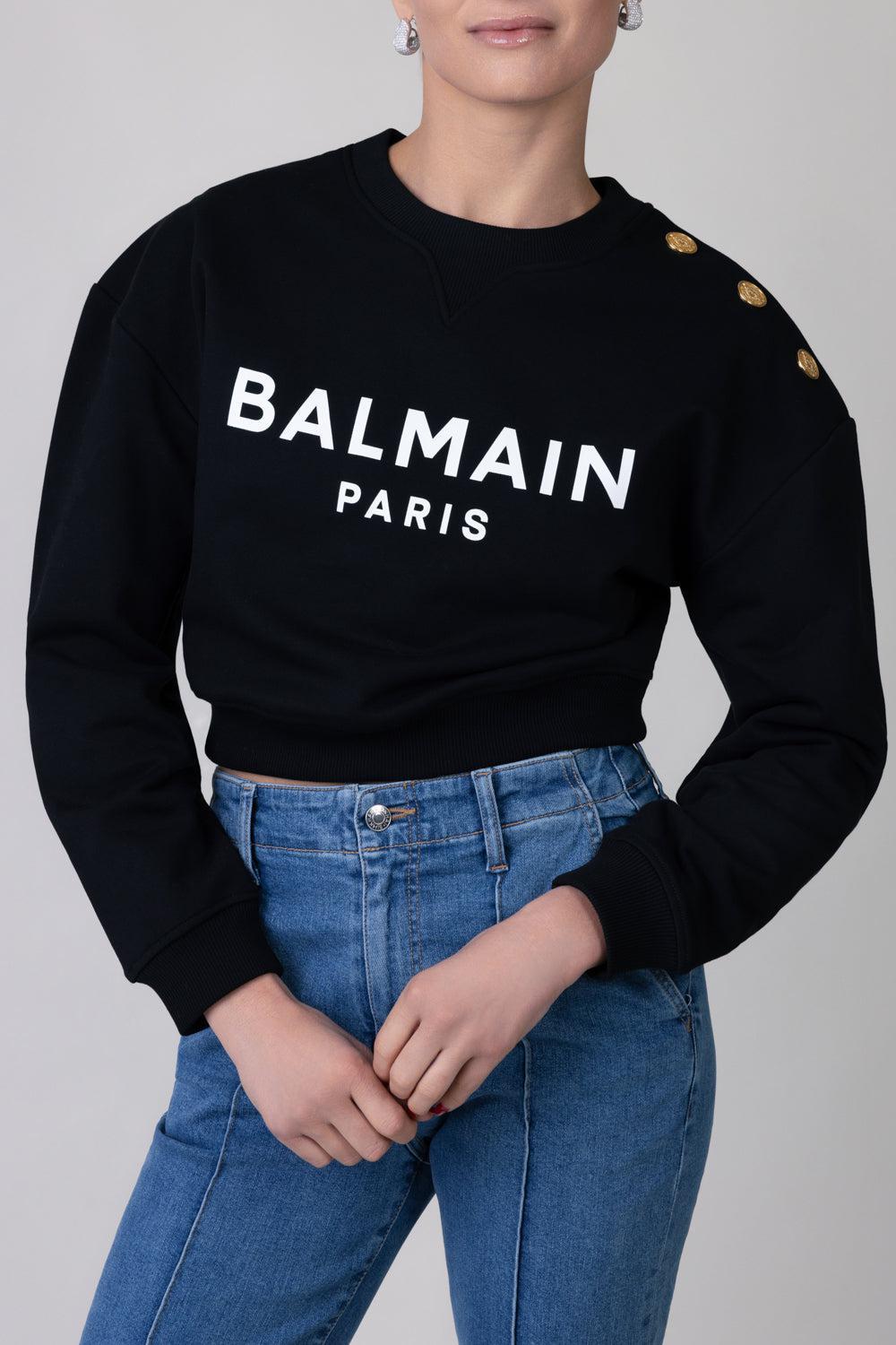 Three Button Printed Pullover-NOIRBLNC-XS-CLOTHINGTOPKNITS-BALMAIN