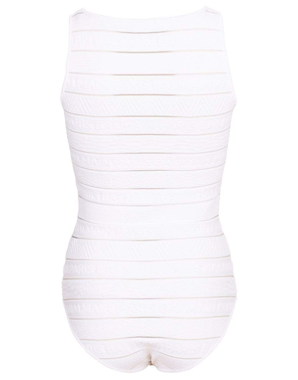 BALMAIN-Logo Stripe Strap Bodysuit-