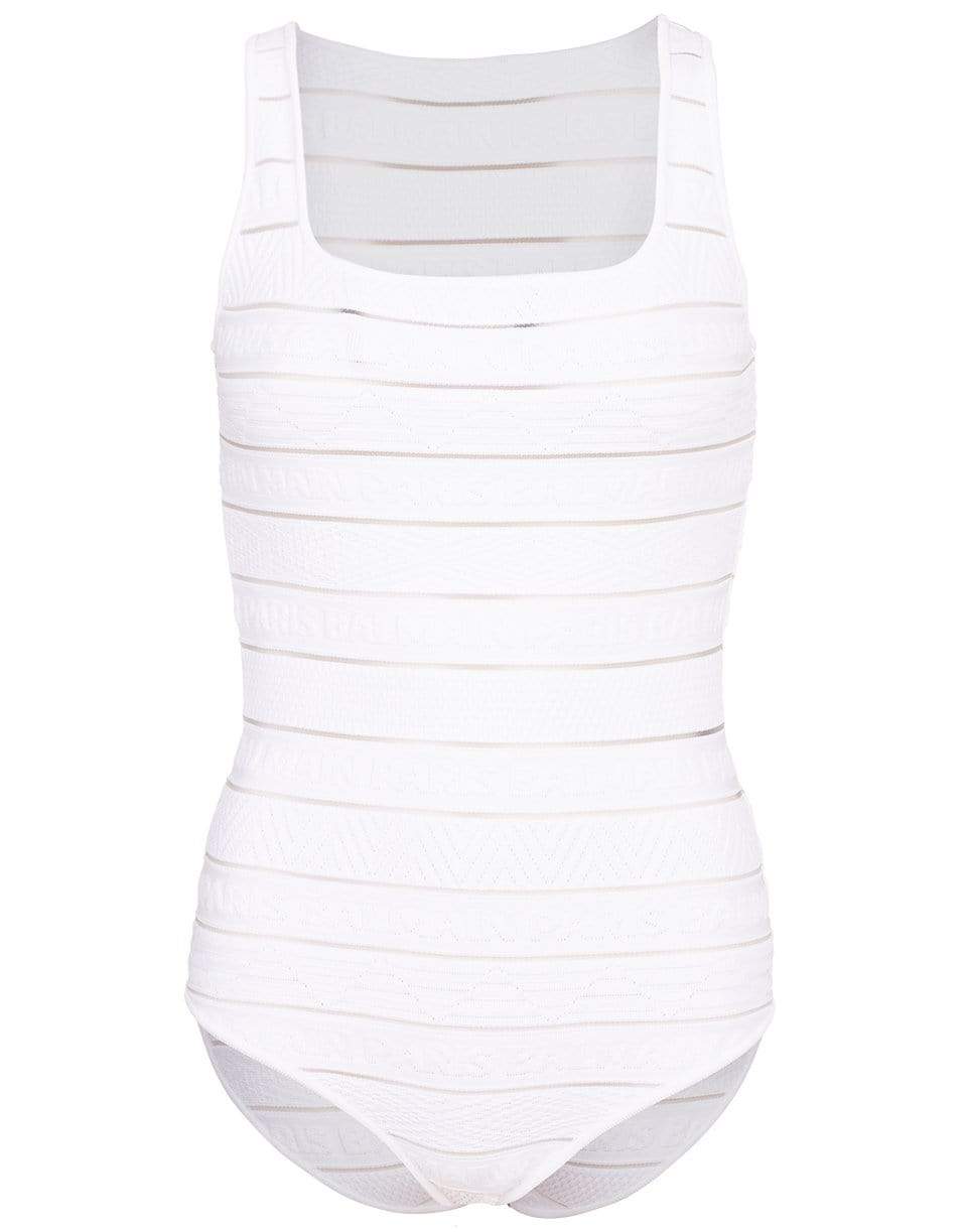 BALMAIN-Logo Stripe Strap Bodysuit-