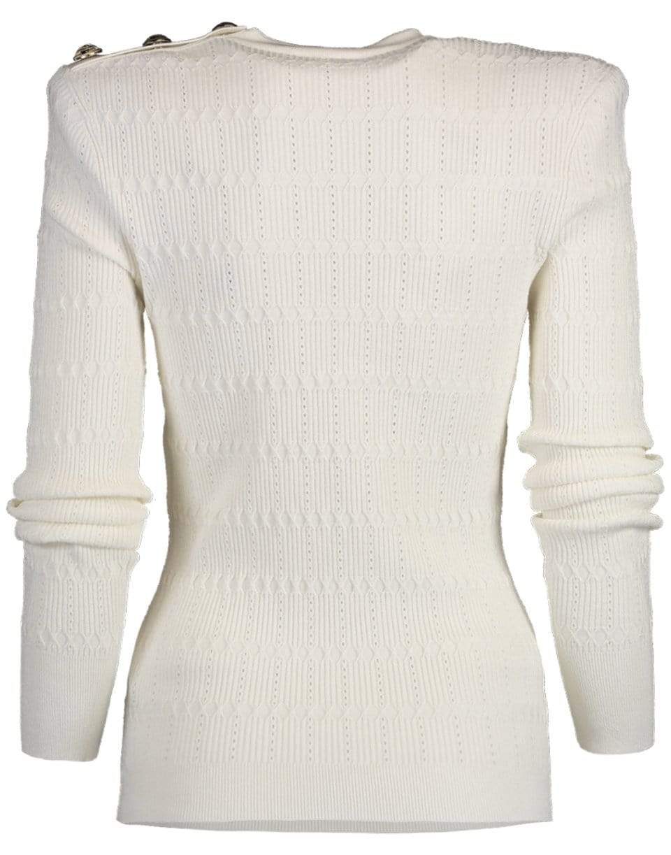 BALMAIN-Three Button Open Knit Sweater-