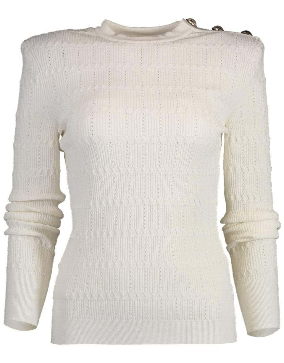 BALMAIN-Three Button Open Knit Sweater-