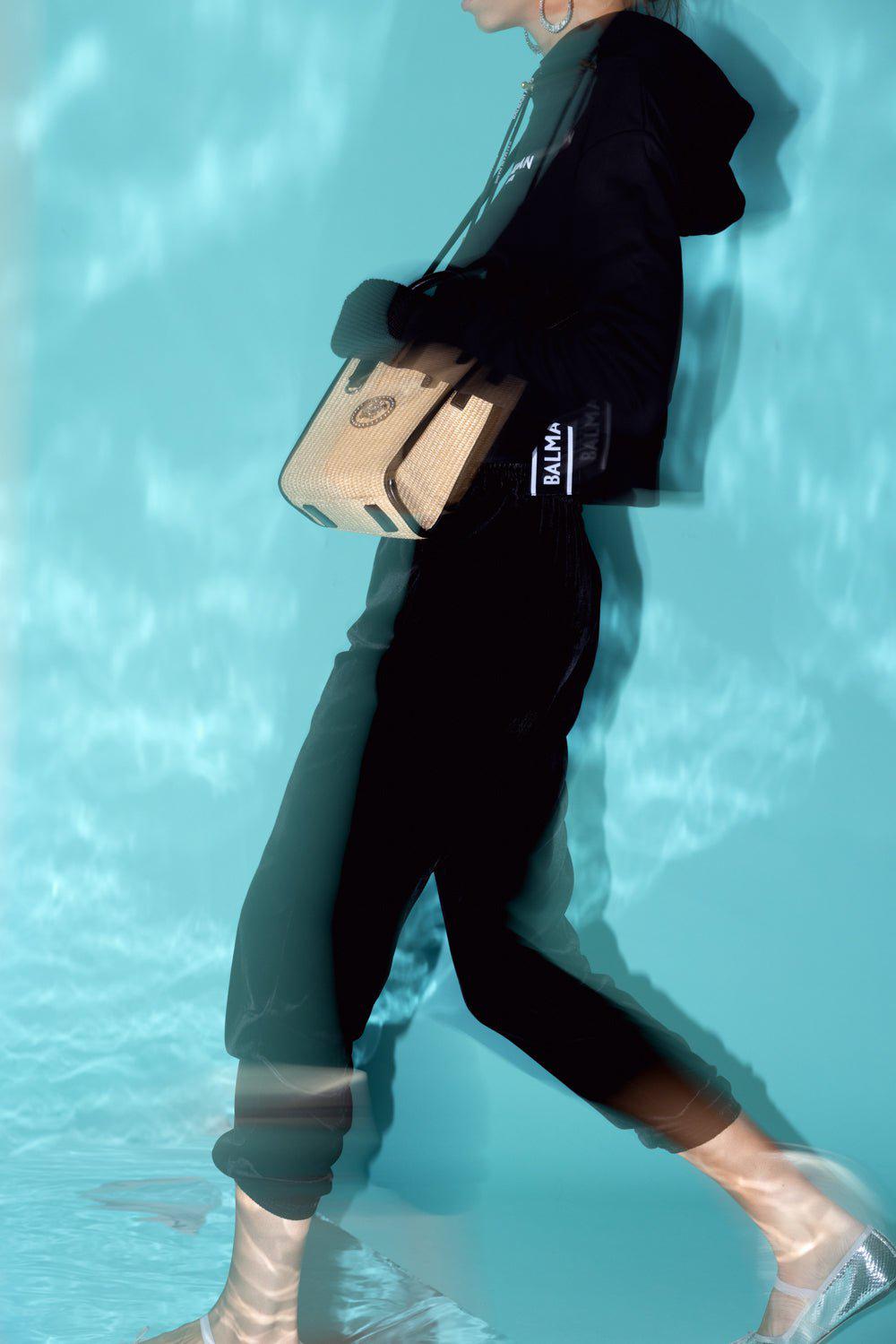BALMAIN-Mini Flocked Paris Sweatshirt - Noir-NOI/BLNC