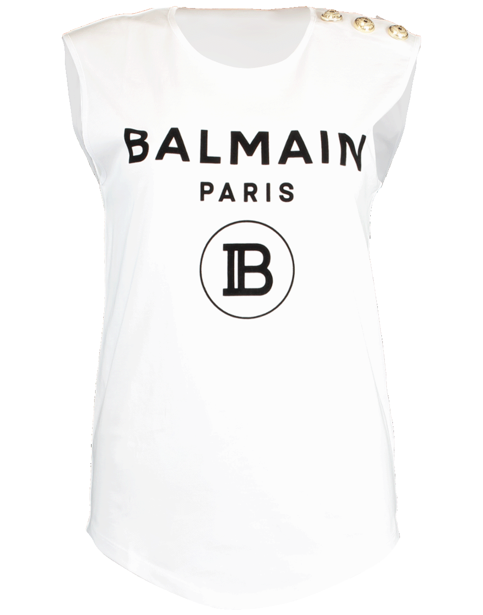BALMAIN-Sleeveless Logo Tee-