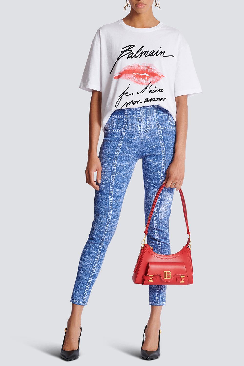 SHORT SLEEVE KISS T-SHIRT-BLNNOIRO-XS-CLOTHINGTOPT-SHIRT-BALMAIN