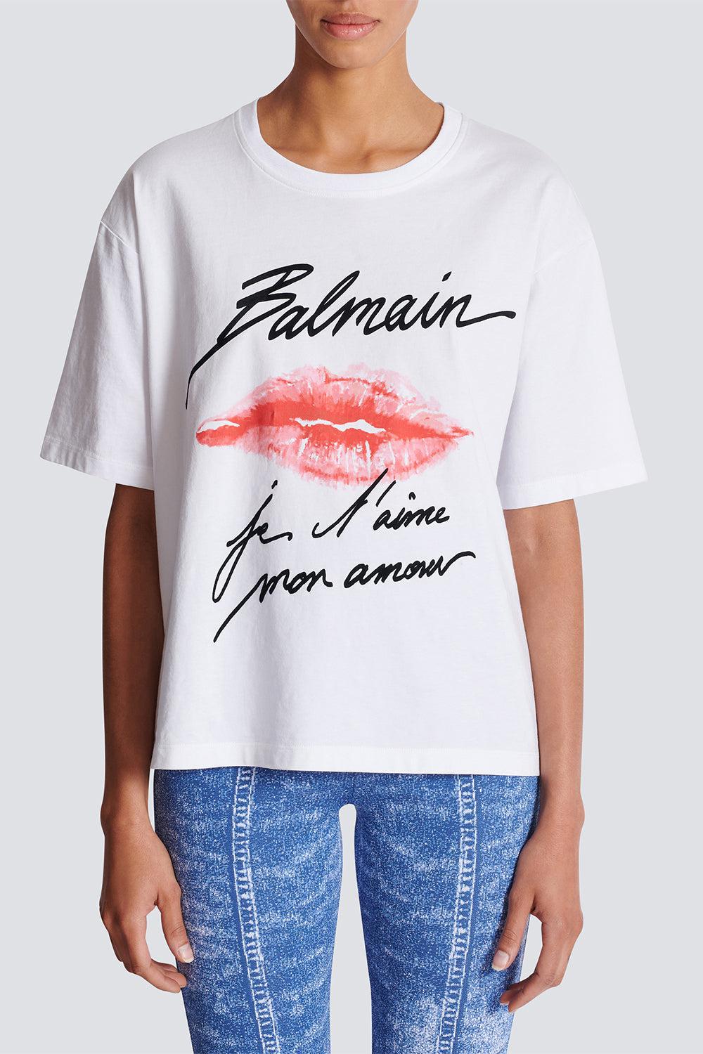 SHORT SLEEVE KISS T-SHIRT-BLNNOIRO-XS-CLOTHINGTOPT-SHIRT-BALMAIN