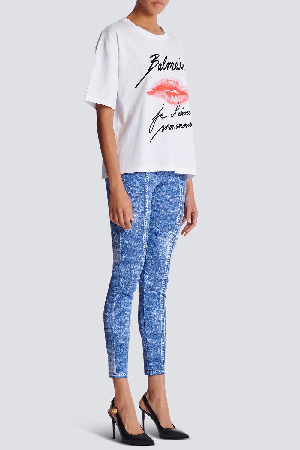 SHORT SLEEVE KISS T-SHIRT-BLNNOIRO-XS-CLOTHINGTOPT-SHIRT-BALMAIN