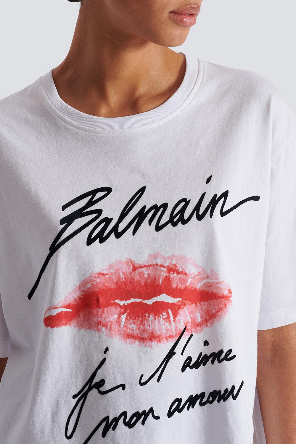 SHORT SLEEVE KISS T-SHIRT-BLNNOIRO-XS-CLOTHINGTOPT-SHIRT-BALMAIN