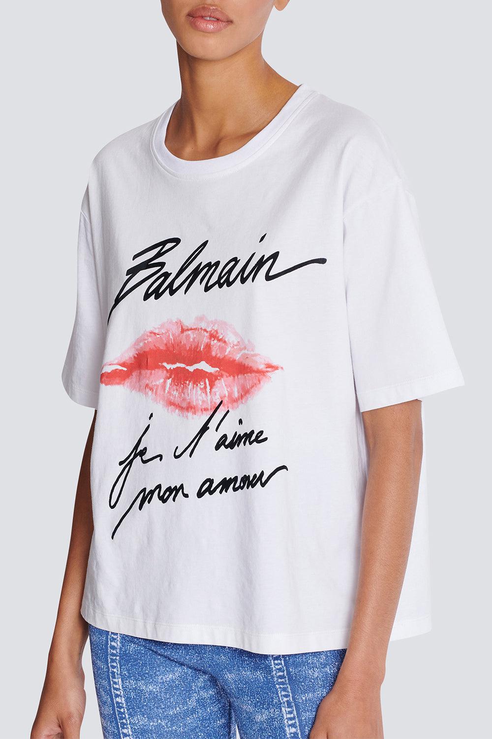 SHORT SLEEVE KISS T-SHIRT-BLNNOIRO-XS-CLOTHINGTOPT-SHIRT-BALMAIN