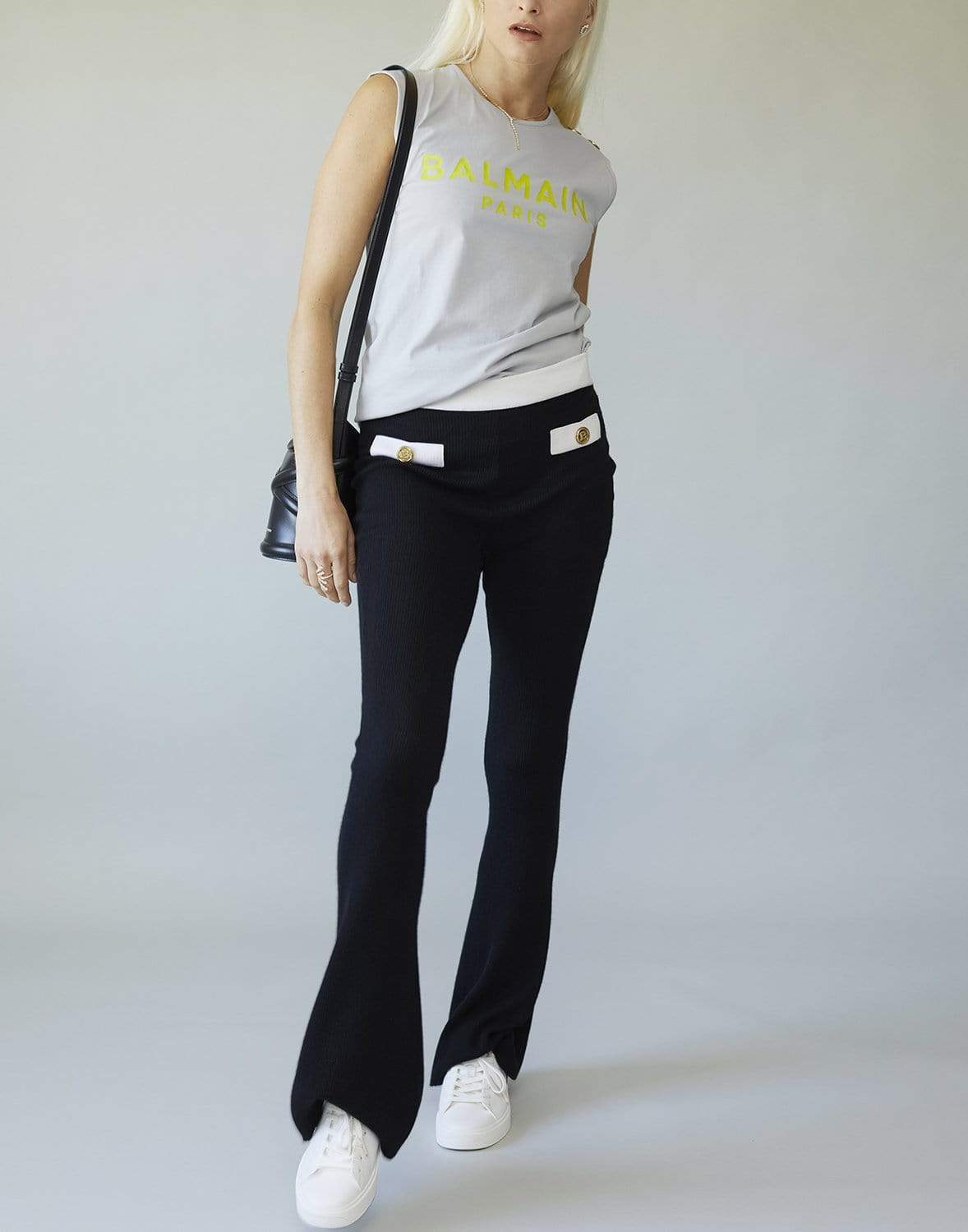 BALMAIN-3 Button Logo Tank Top-