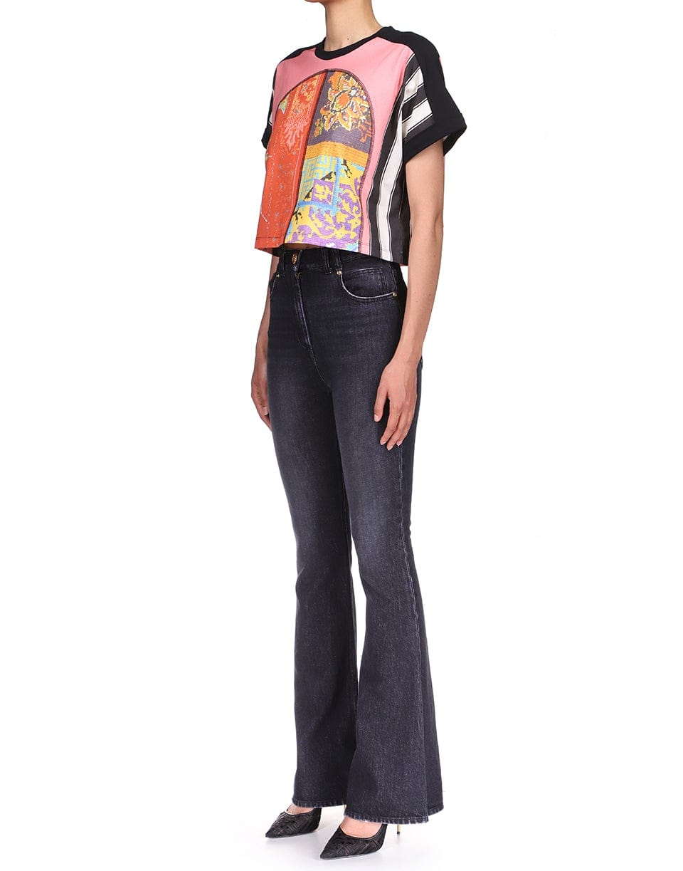 BALMAIN-Cropped All Over Printed T Shirt-