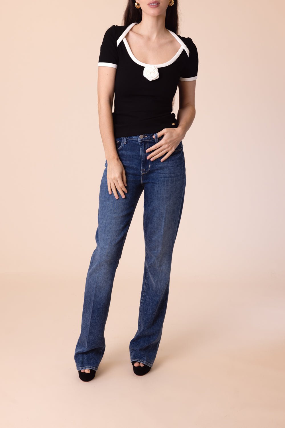BALMAIN-Short Sleeve Rose Tee-