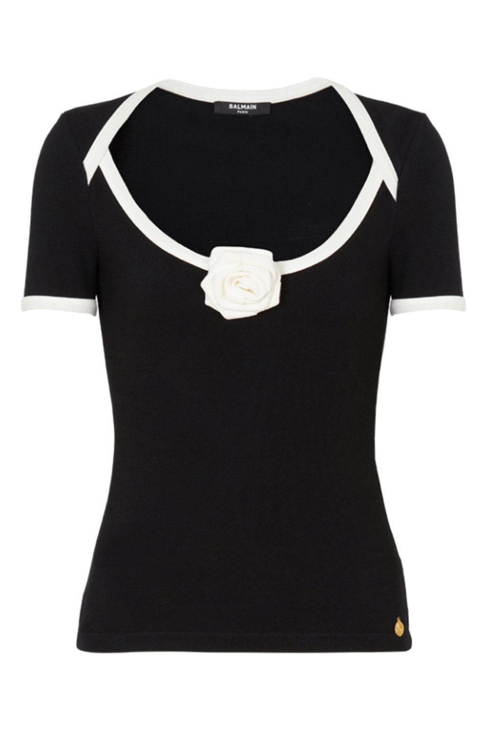 BALMAIN-Short Sleeve Rose Tee-