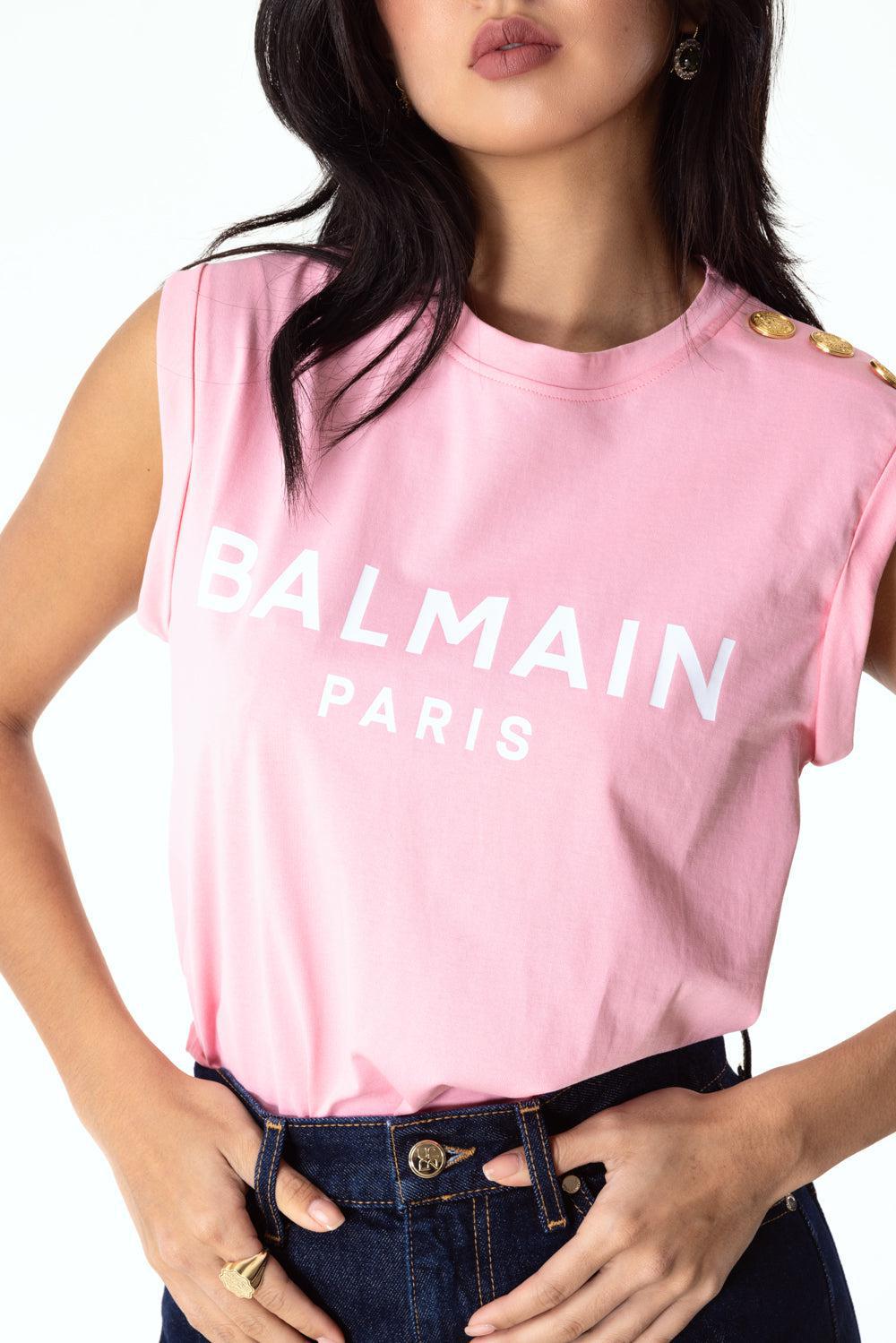 Sleeveless Tank Top-ROSE/BLANC-XS-CLOTHINGTOPT-SHIRT-BALMAIN