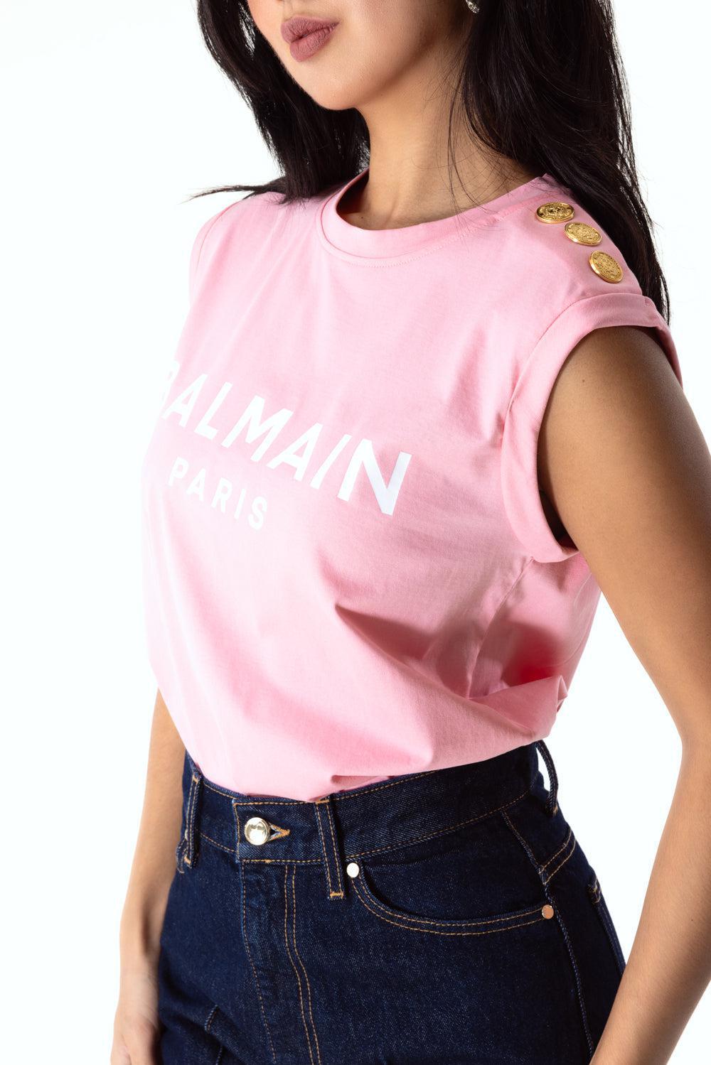 Sleeveless Tank Top-ROSE/BLANC-XS-CLOTHINGTOPT-SHIRT-BALMAIN