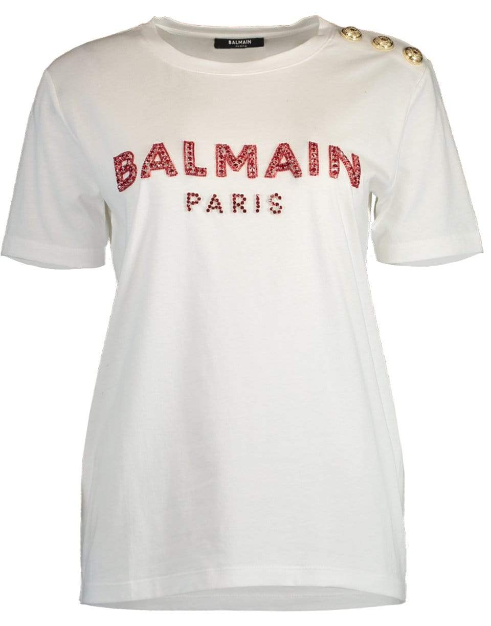 BALMAIN-Three Button Embroidered Logo Shirt-