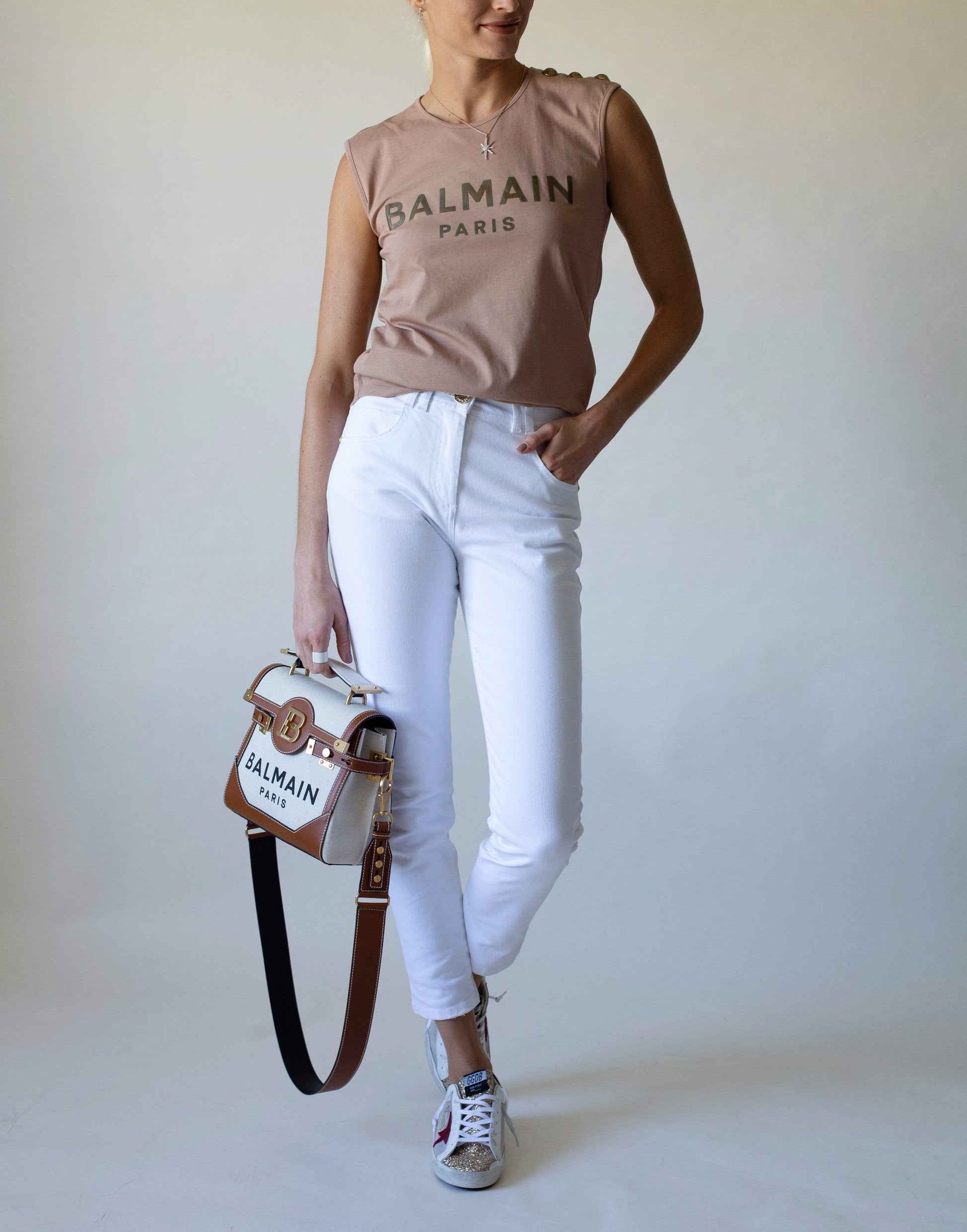 BALMAIN-Three Button Logo Tank Top-