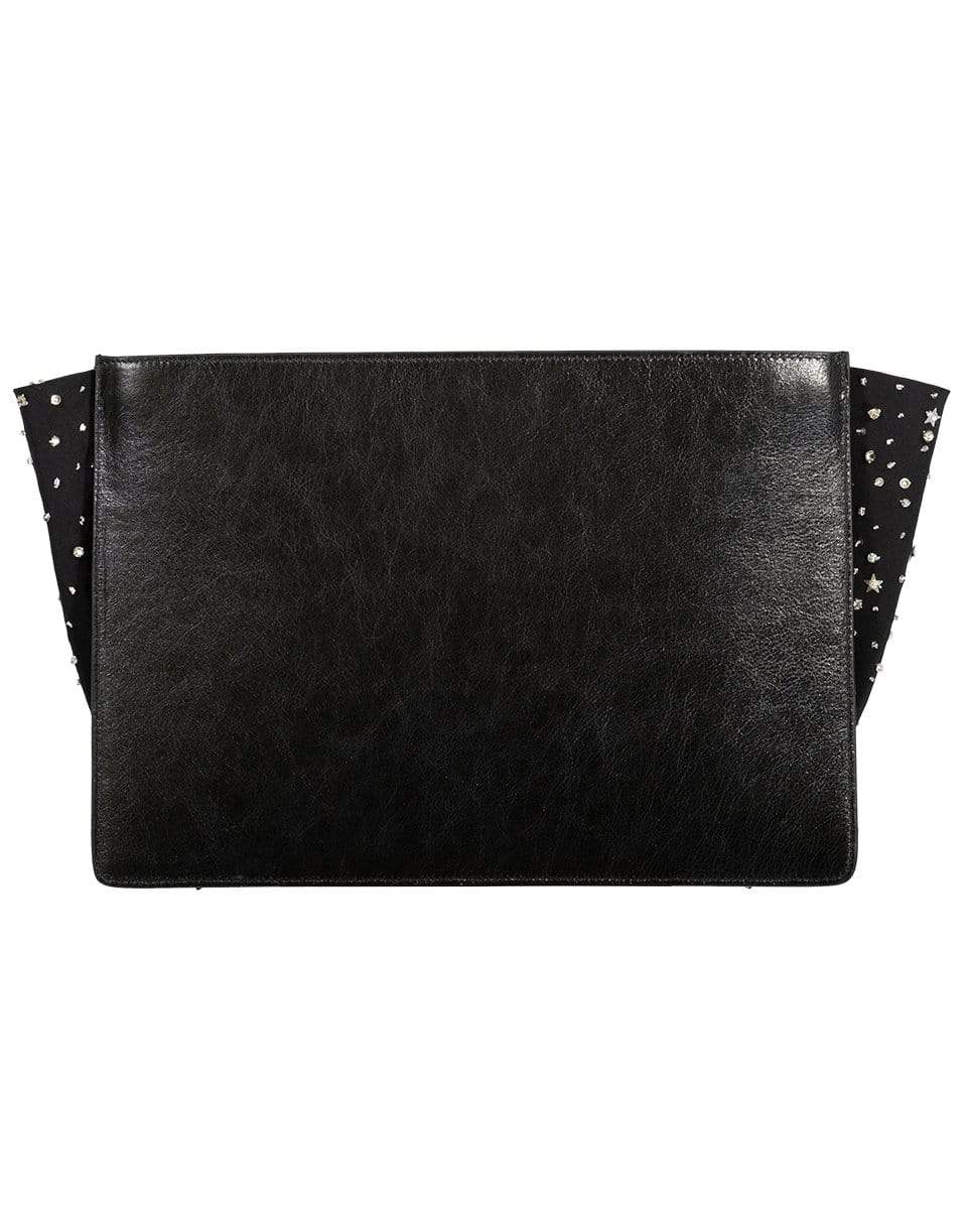 BALMAIN-Sparkle Bow Oversized Pouch Clutch-NOIR