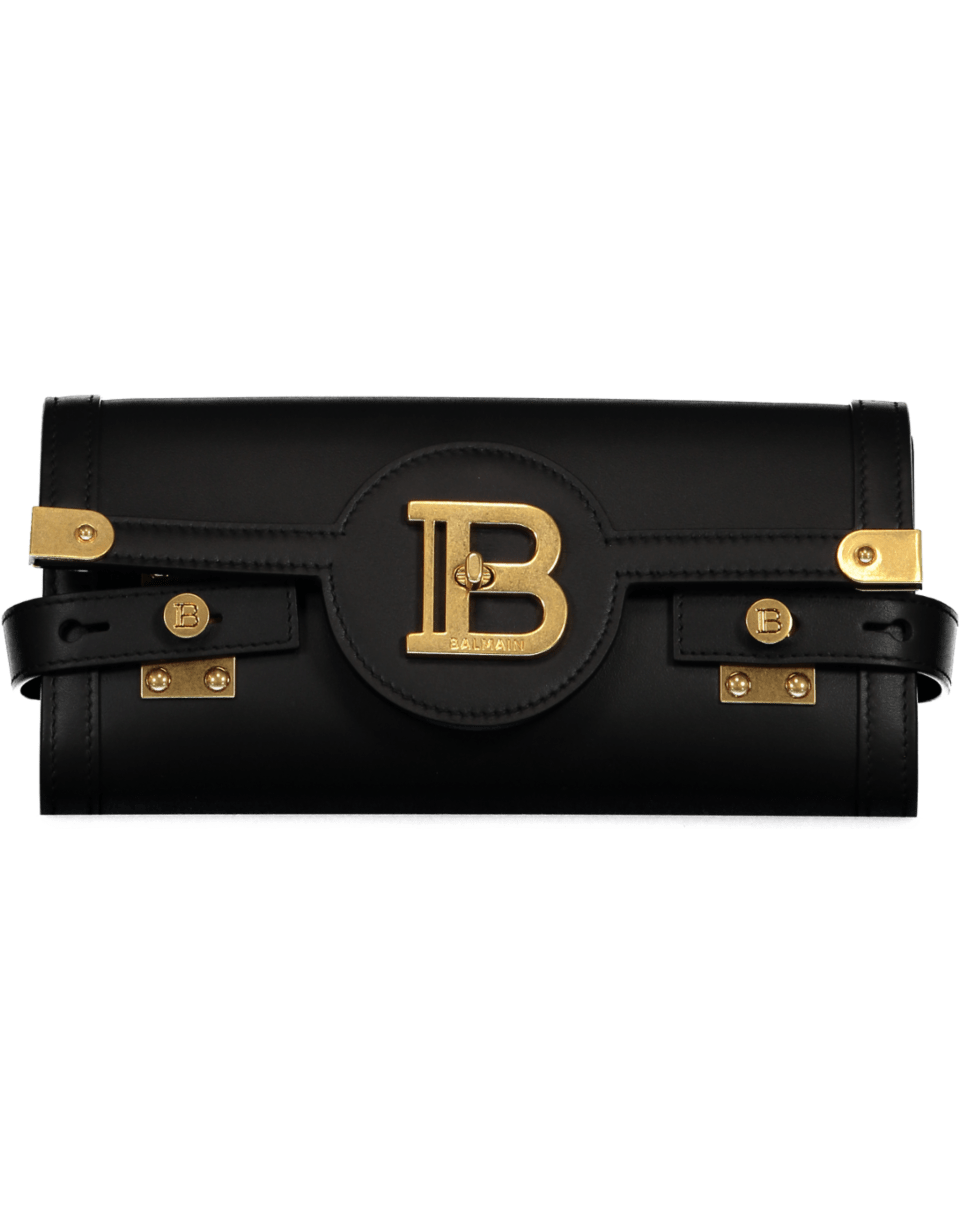 BALMAIN-Balmain Logo Plaque Clutch Bag-BLACK