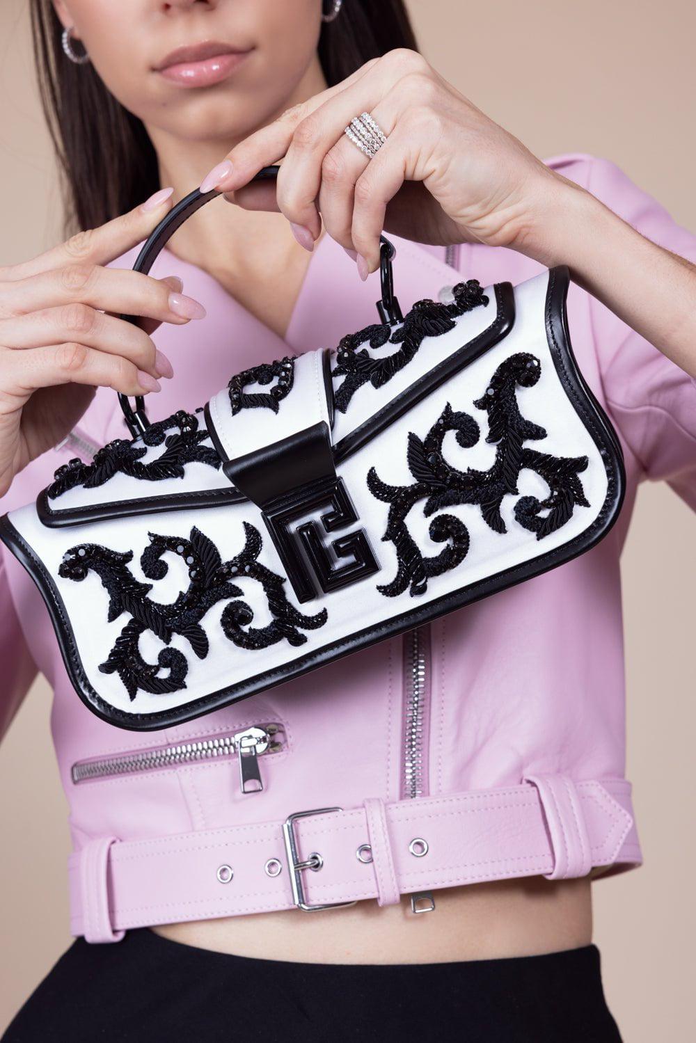 BALMAIN-Blaze Pouch - Blanc Noir-BLAN/NOR
