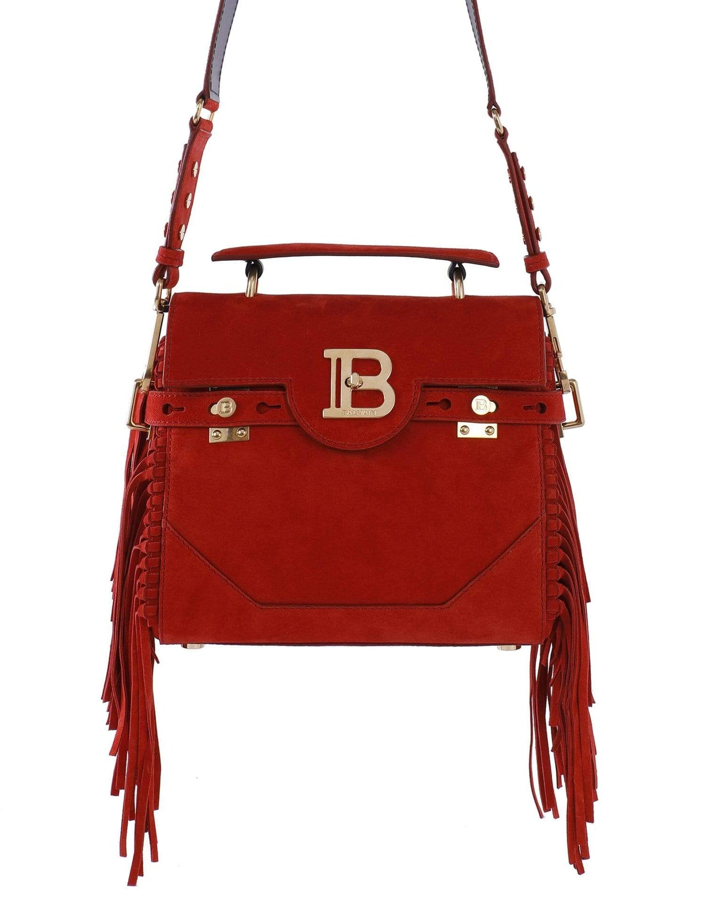 BALMAIN-B-Buzz Fringed Shoulder Bag-CORAIL