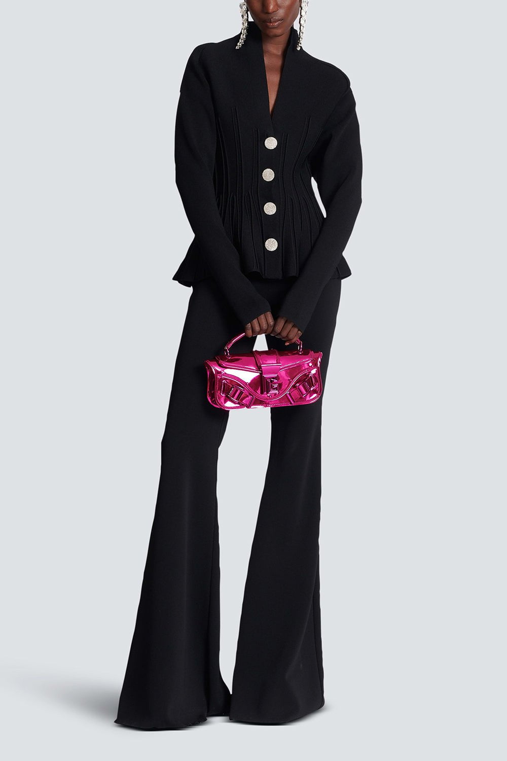 BALMAIN-Blaze Pouch Bag - Fuchsia-FUCHSIA