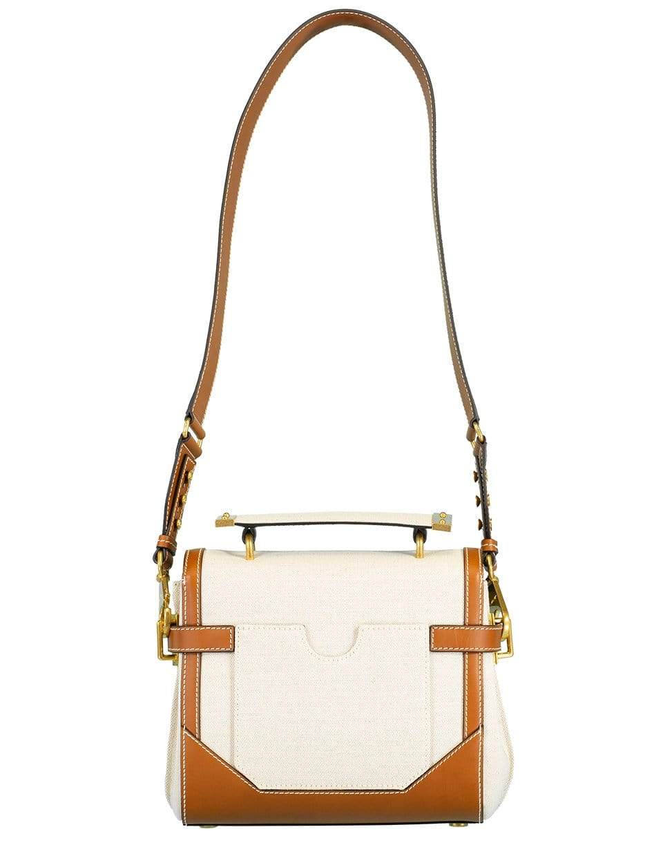 BALMAIN-Buzz Canvas Logo Bag-NAT/BRWN