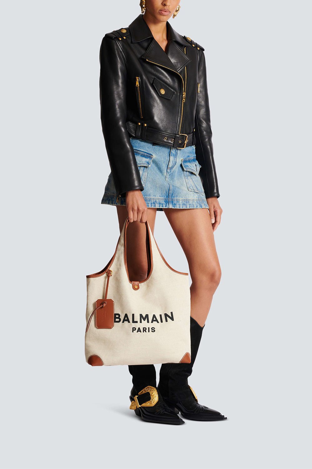 BALMAIN-B-Army Grocery Bag - Brown-NATL/MAR