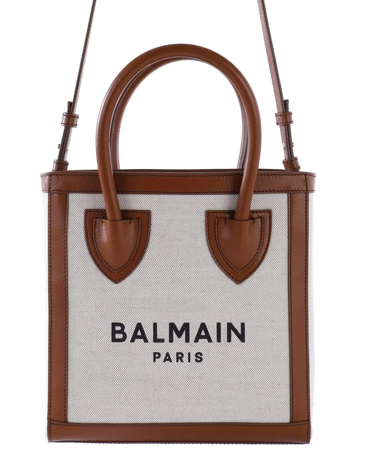 BALMAIN-Ecru Canvas B-Army 42 Tote-NATURAL