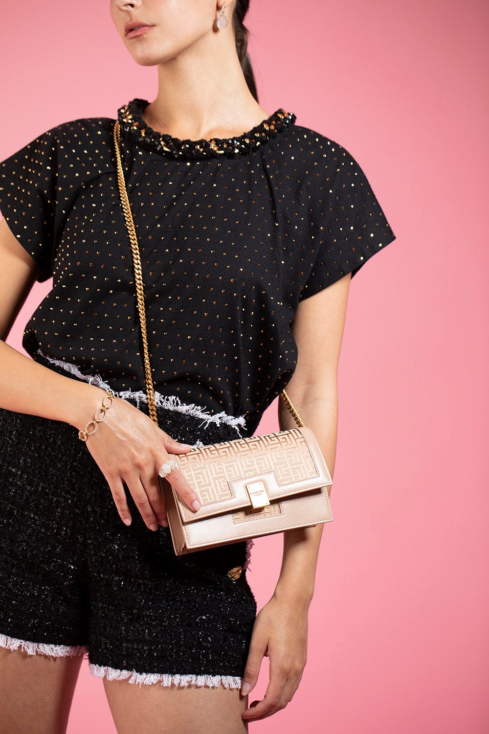BALMAIN-1945 Mini Bag Monogram - Beige-OAP BEIGE