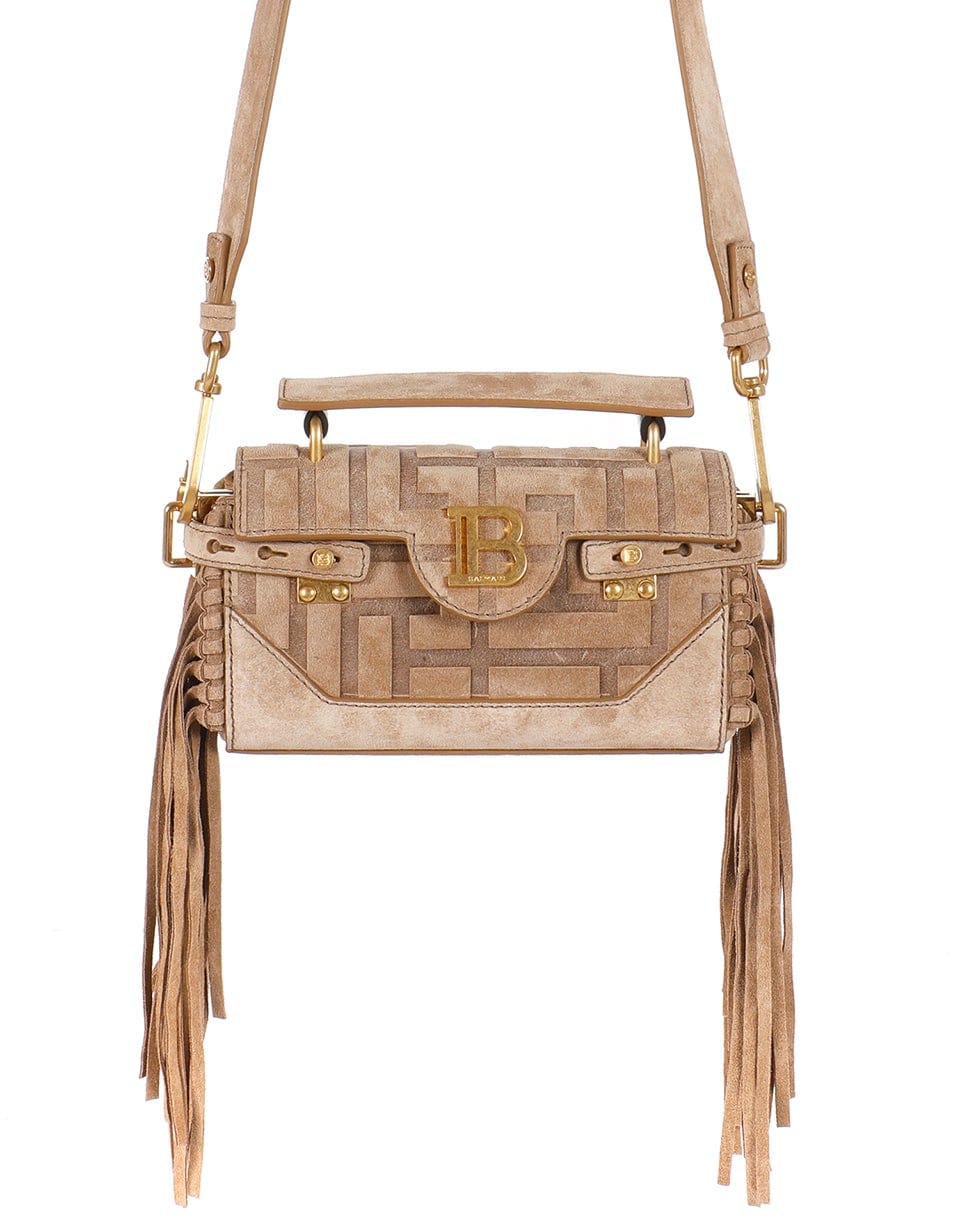 BALMAIN-Bbuzz19 Bag With Fringe-SABLE