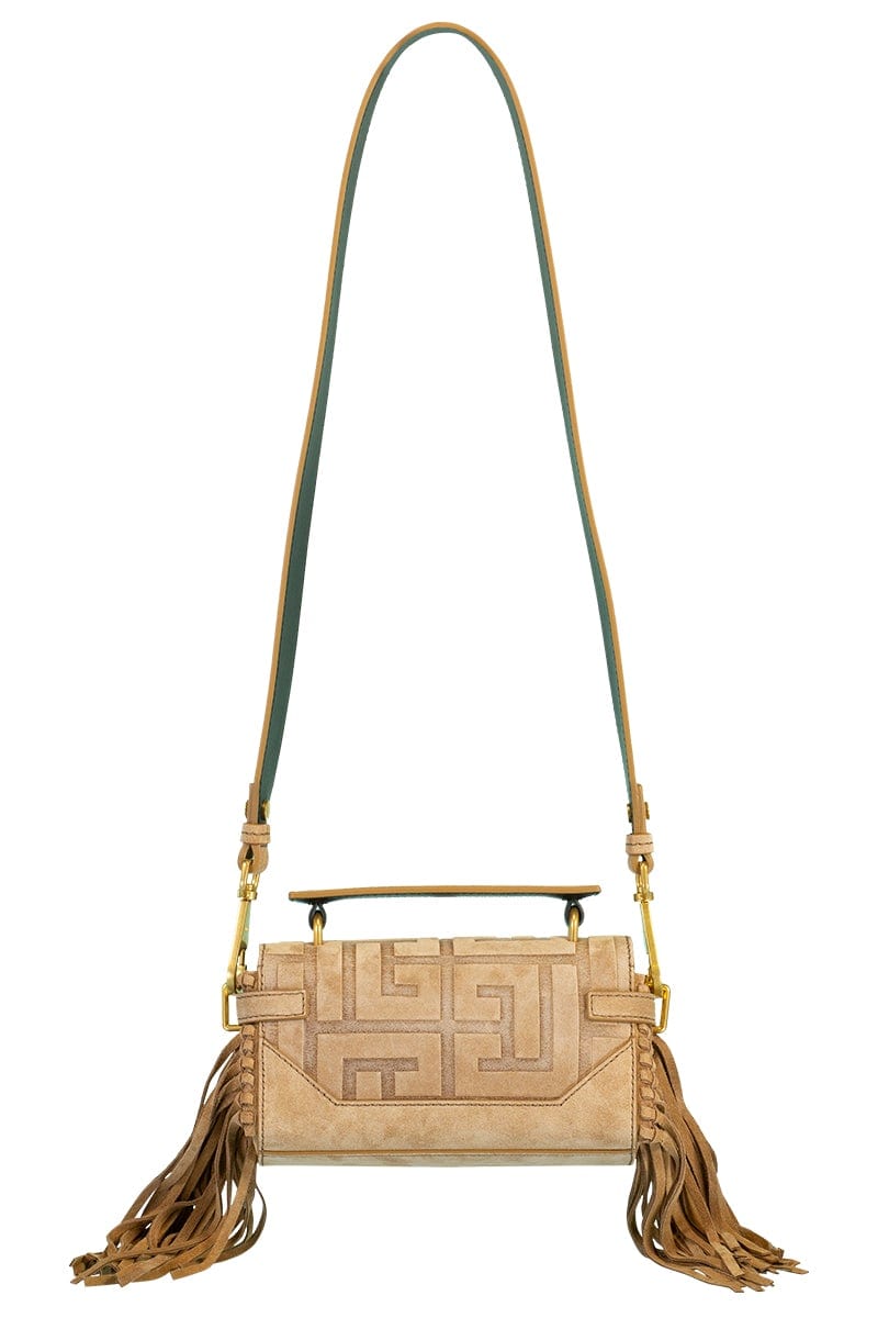 BALMAIN-Bbuzz19 Bag With Fringe-SABLE
