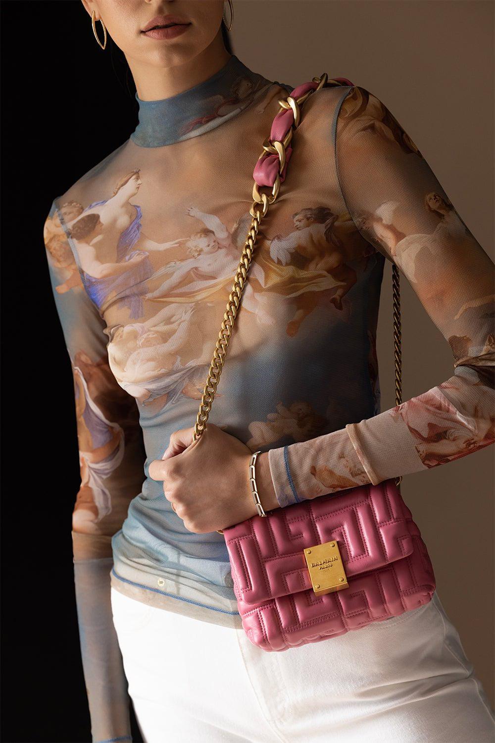 BALMAIN-1945 Mini Quilted Soft Bag - Vieux Rose-VIEUXRSE