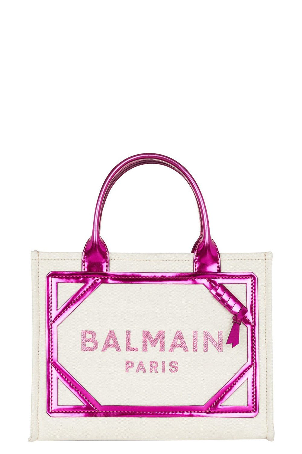 BALMAIN-B-Army Small Tote Bag-ECRU/FUCHSIA