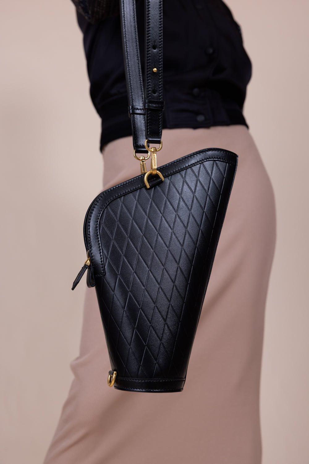 BALMAIN-Small Berlingot Embossed Grid Bag - Noir Opa-NOIR
