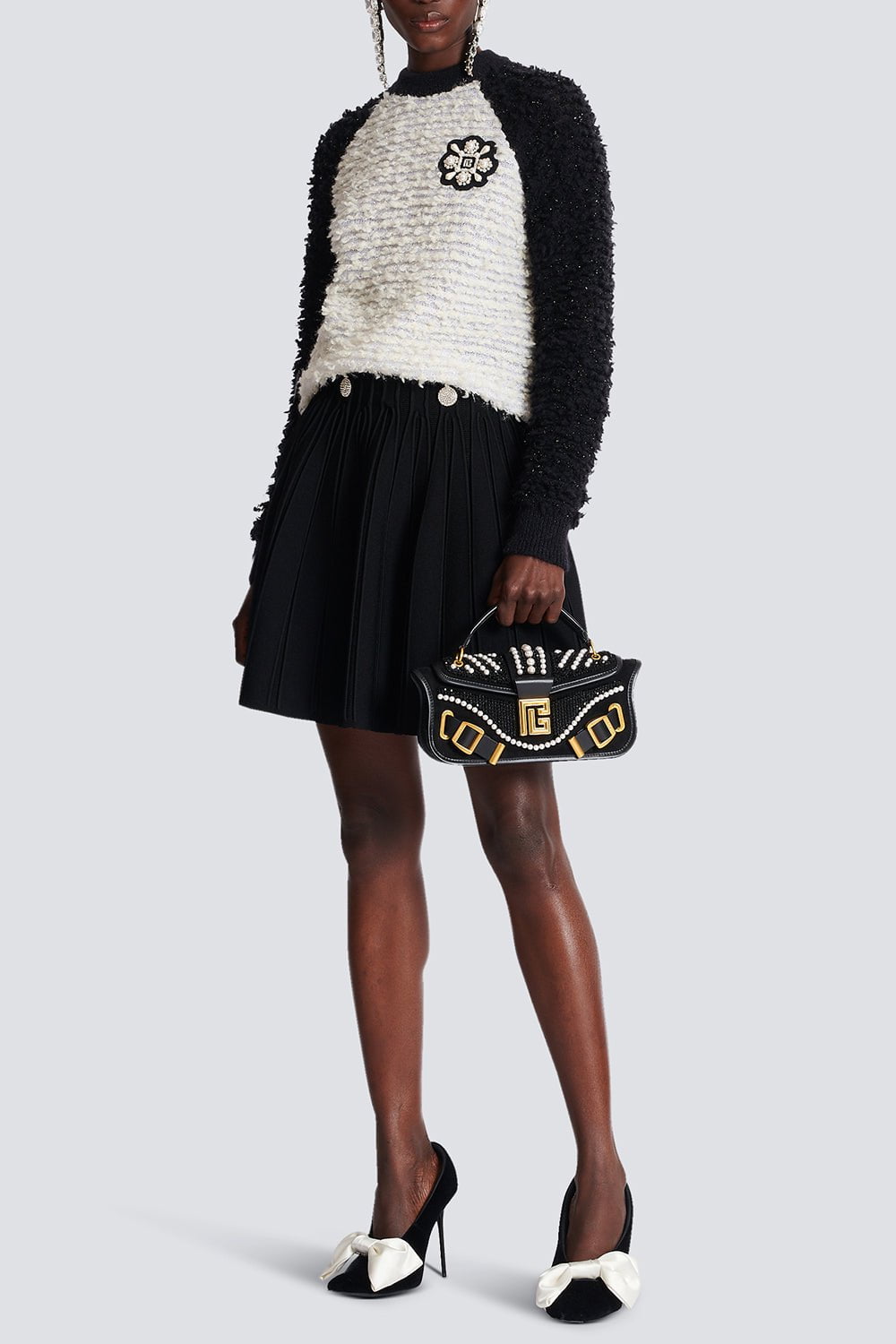 BALMAIN-Blaze Pouch Bag - Noir Pearl-NOIRPERL
