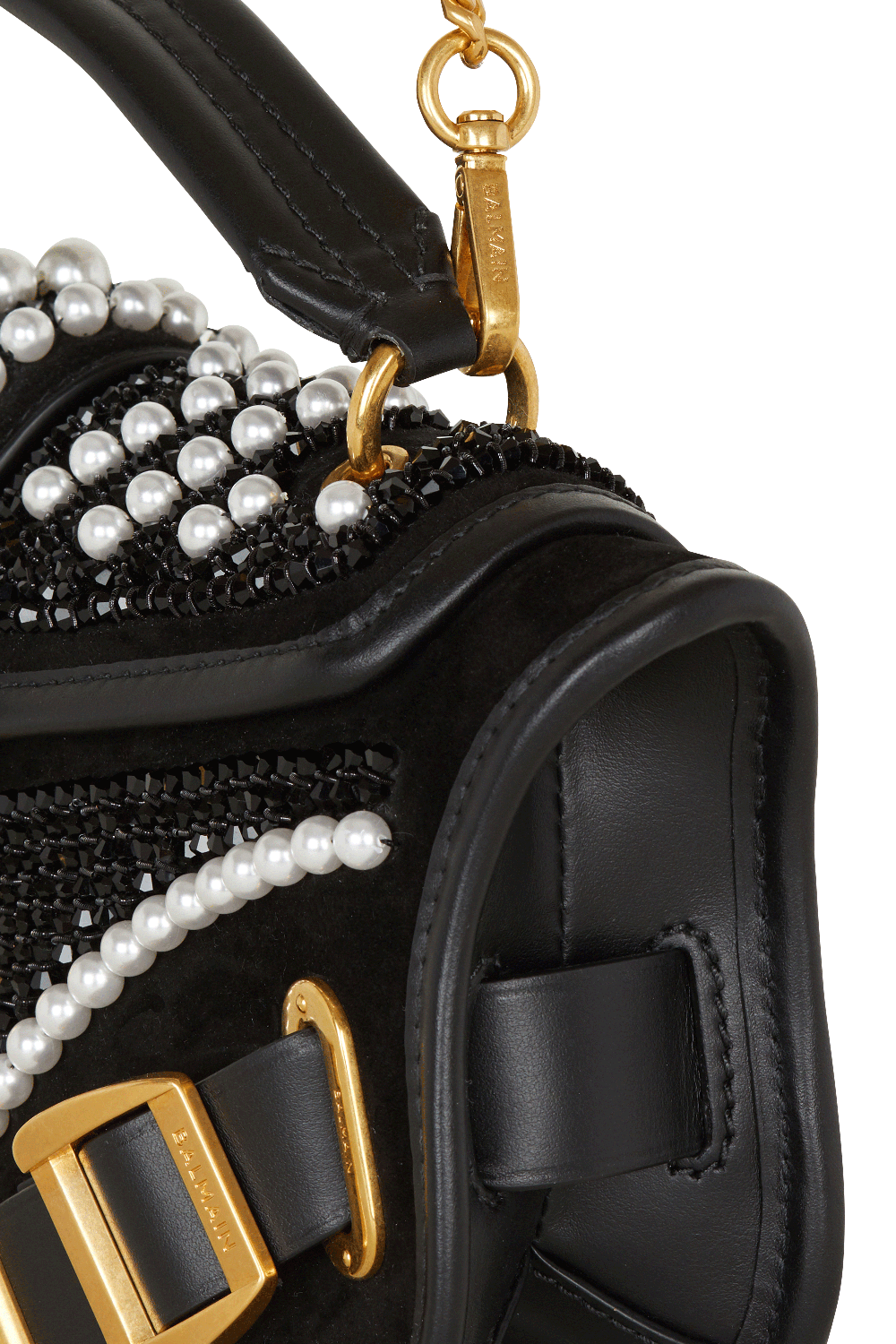 BALMAIN-Blaze Pouch Bag - Noir Pearl-NOIRPERL