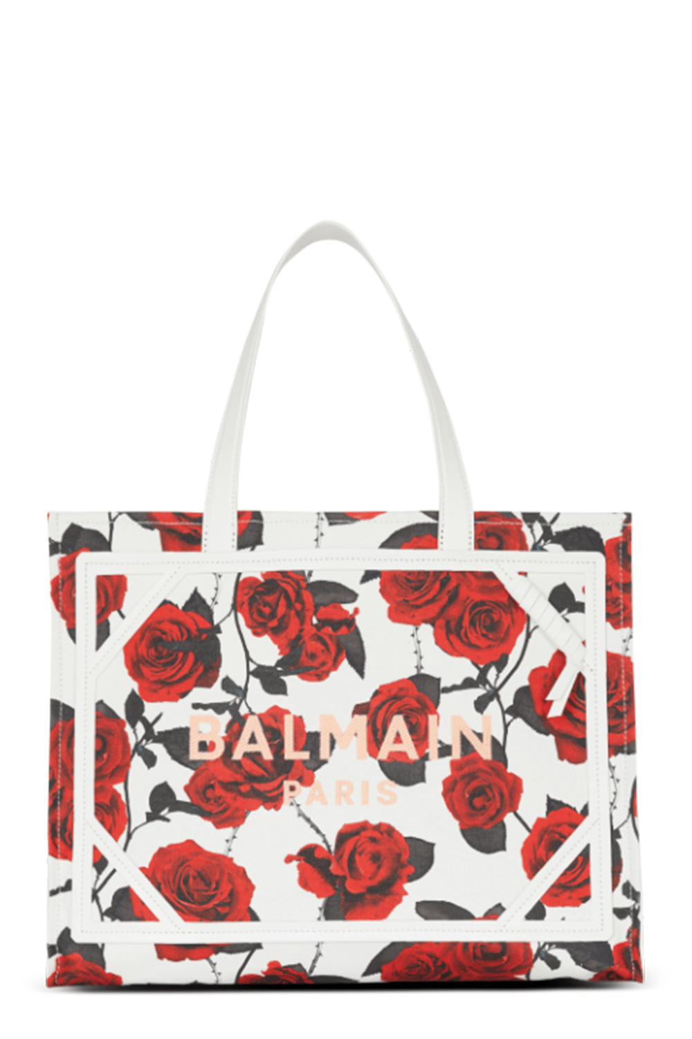 BALMAIN-B-Army Shopper Medium Tote Bag - Blanc Rouge-BLCNOIRO