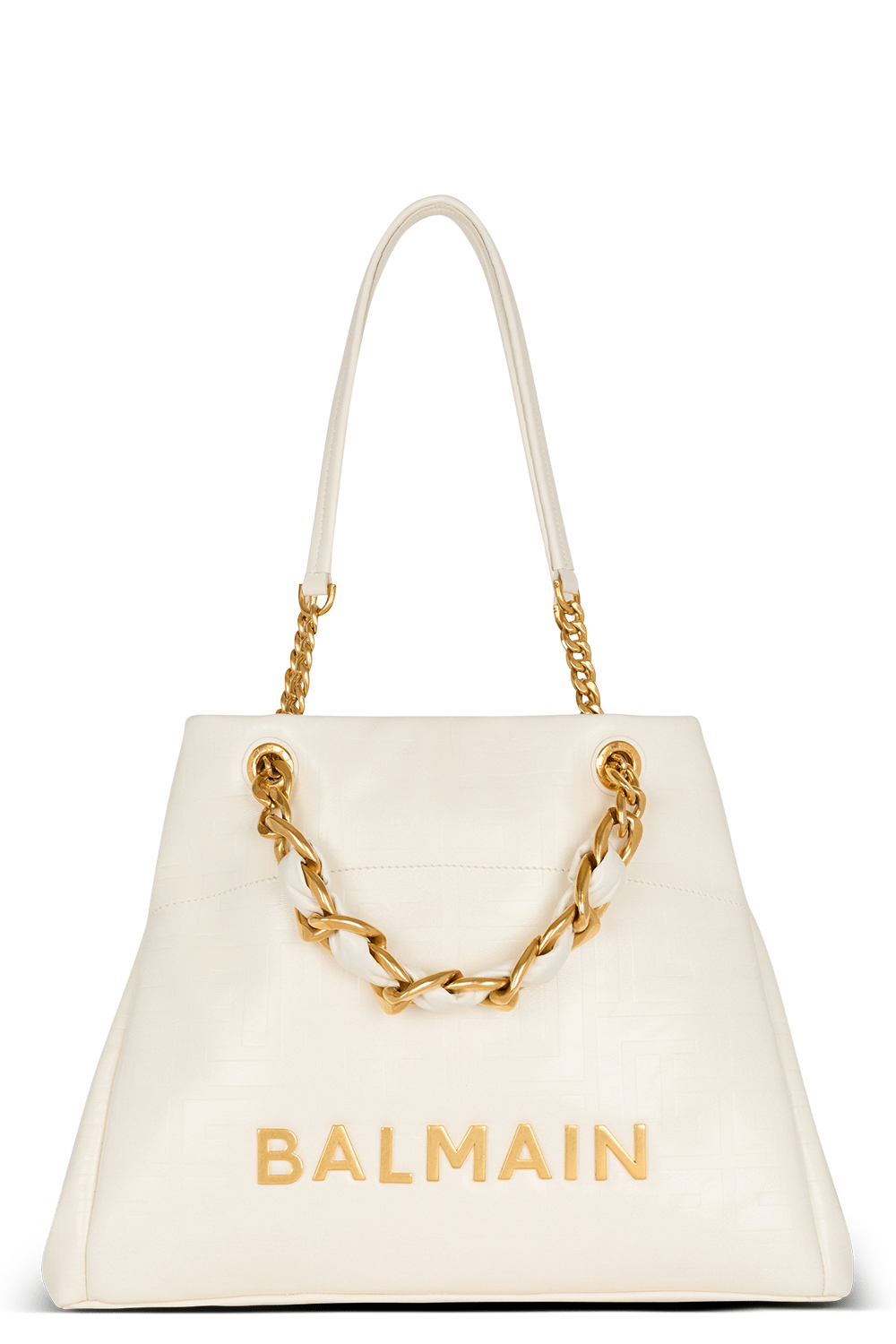 BALMAIN-1945 Embossed Bag-CREME