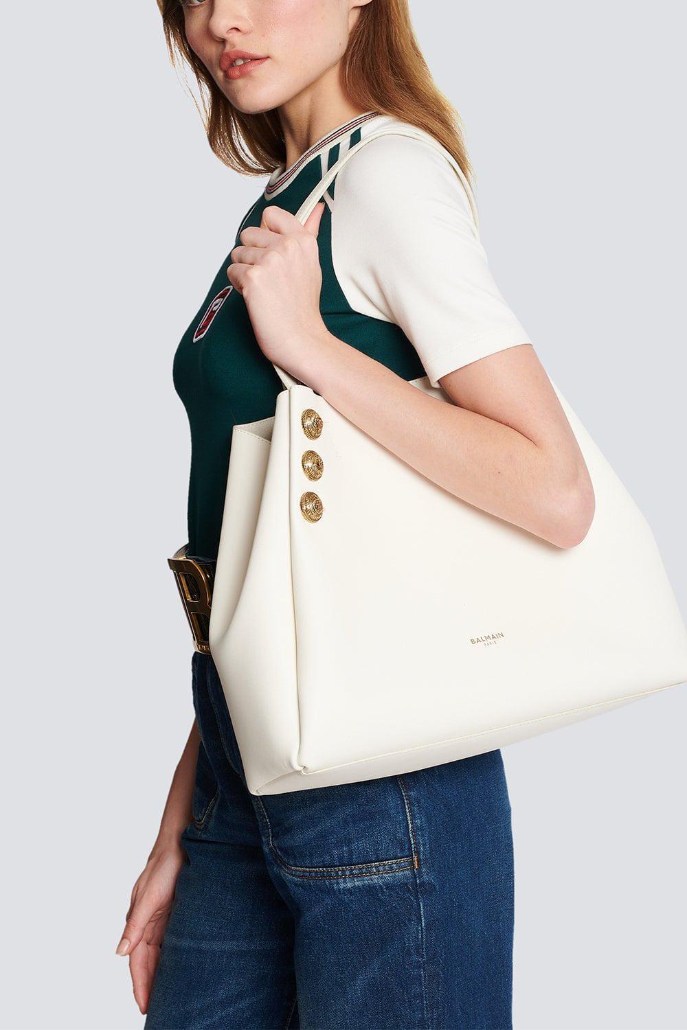 BALMAIN-Embleme Tote Bag - Creme-CREME