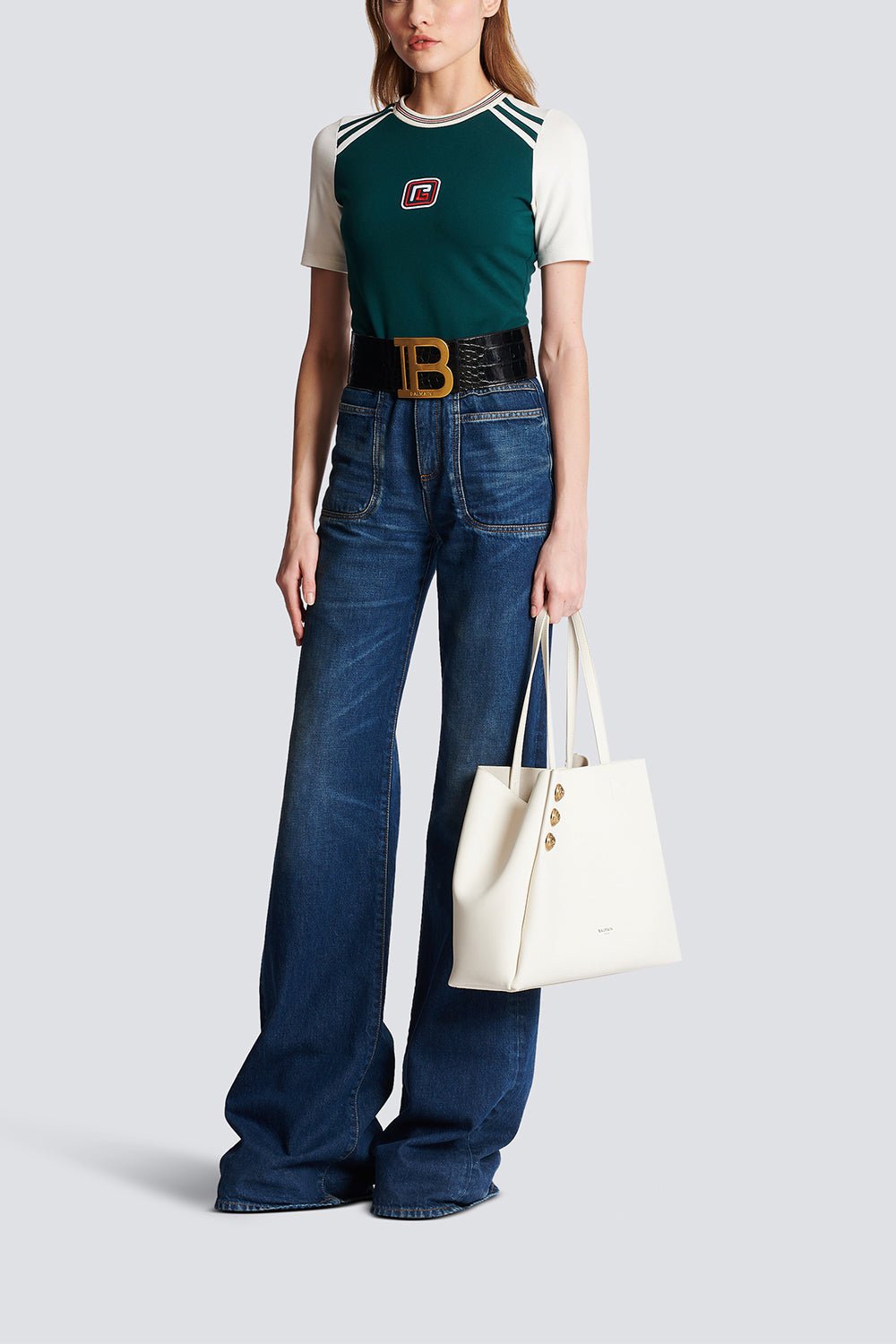 BALMAIN-Embleme Tote Bag - Creme-CREME