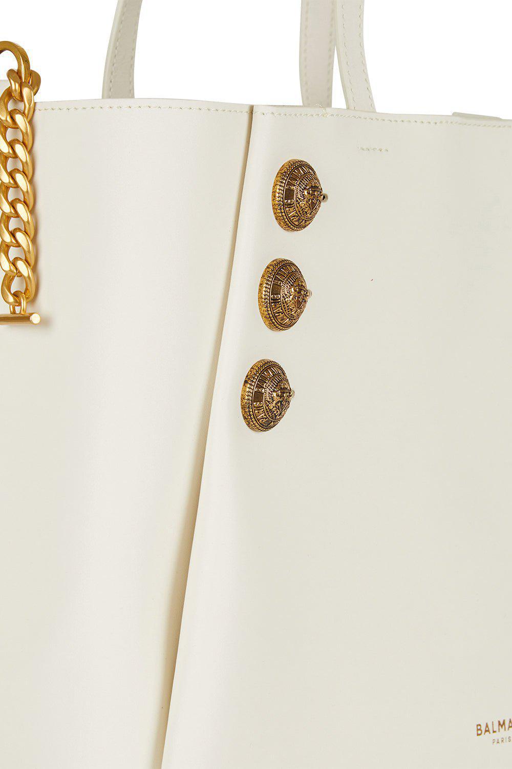BALMAIN-Embleme Tote Bag - Creme-CREME